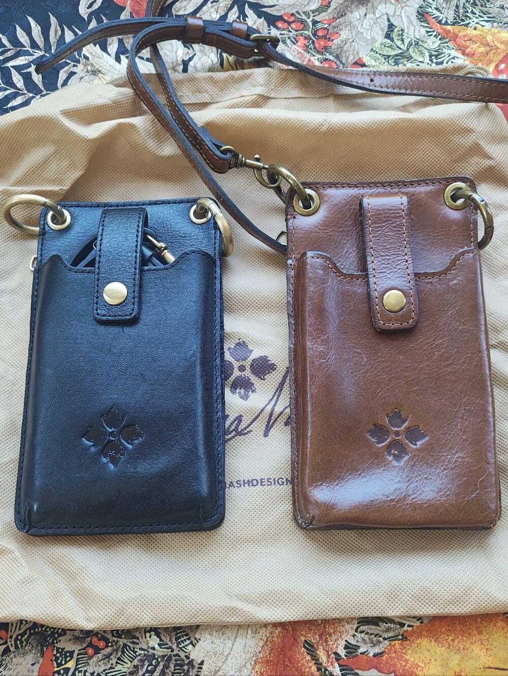Patricia Nash Bundle Farleigh Leather Crossbody And dust bag - Black and Brown